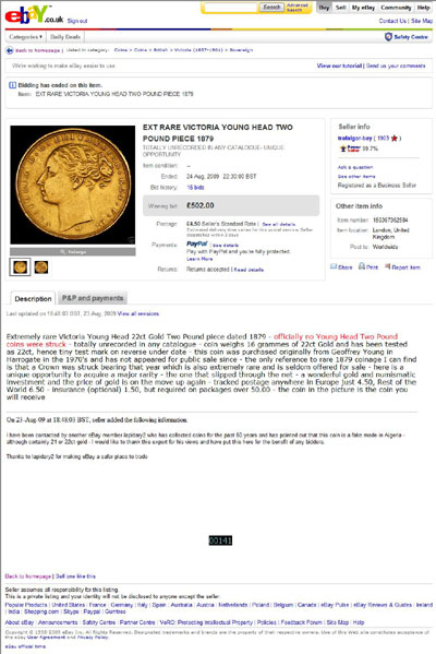 trafalgar-bay Using 1887 Victoria Jubilee Head Double Sovereign Photograph in eBay Auctions